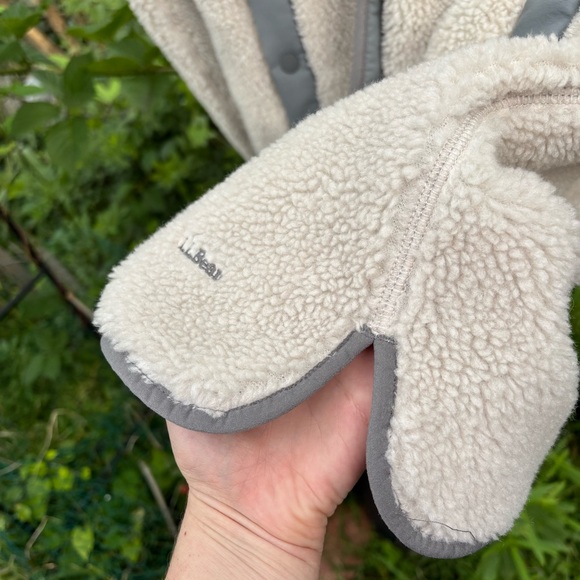 L.L. Bean Sherpa fleece long coat Gray and Cream Jacket medium - Picture 5 of 7